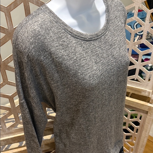 Free People Beach Gray Sweater Mini dress with Black Lace Hem size XS - Picture 4 of 12